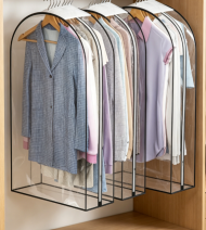 Transparent accordion-style garment bag