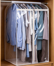 Large transparent window garment bag with closed bottom