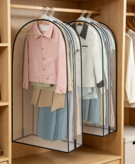Transparent accordion-style garment bag