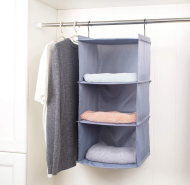 Hanging closet organizer with shelves