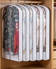 Accordion-style transparent long garment bag
