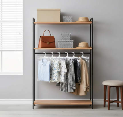 Clear hanging storage bags with hooks